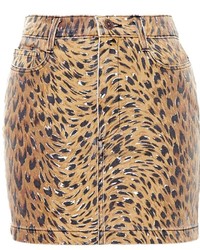 brauner Minirock mit Leopardenmuster von Jeremy Scott