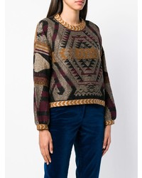 brauner Oversize Pullover mit geometrischem Muster von Etro