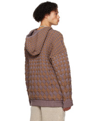brauner Pullover mit einem Kapuze mit Argyle-Muster von Isa Boulder