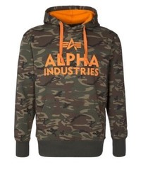 brauner Pullover mit einem Kapuze von Alpha Industries
