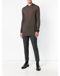 brauner Pullover mit einem Kapuze von Rick Owens