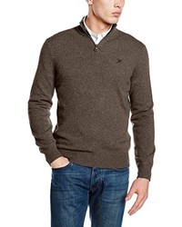 brauner Pullover mit einem Reißverschluss am Kragen von Hackett Clothing