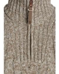 brauner Pullover mit einem Reißverschluss am Kragen von Solid