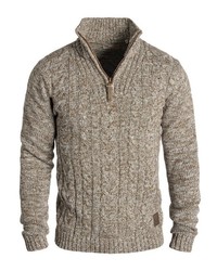 brauner Pullover mit einem Reißverschluss am Kragen von Solid