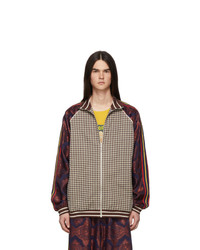 brauner Pullover mit einem Reißverschluß mit Schottenmuster von Gucci