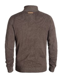 brauner Pullover mit einem Reißverschluß von INDICODE