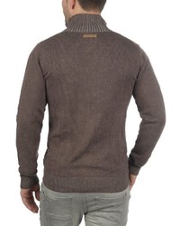 brauner Pullover mit einem Reißverschluß von INDICODE