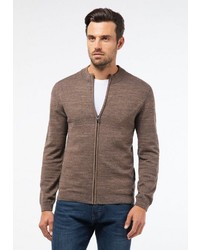 brauner Pullover mit einem Reißverschluß von Pierre Cardin