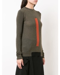 brauner Pullover mit einem Rundhalsausschnitt von Rick Owens