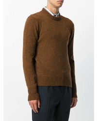 brauner Pullover mit einem Rundhalsausschnitt von AMI Alexandre Mattiussi