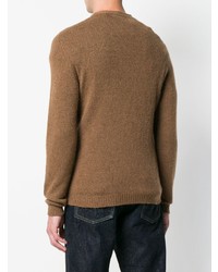 brauner Pullover mit einem Rundhalsausschnitt von Roberto Collina