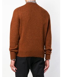 brauner Pullover mit einem Rundhalsausschnitt von Prada