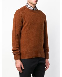 brauner Pullover mit einem Rundhalsausschnitt von Prada