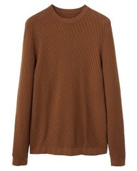 brauner Pullover mit einem Rundhalsausschnitt von Mango