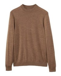 brauner Pullover mit einem Rundhalsausschnitt von Mango