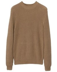 brauner Pullover mit einem Rundhalsausschnitt von Mango
