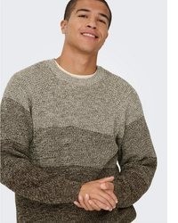 brauner Pullover mit einem Rundhalsausschnitt von ONLY & SONS