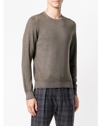 brauner Pullover mit einem Rundhalsausschnitt von La Fileria For D'aniello