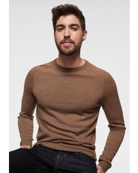 brauner Pullover mit einem Rundhalsausschnitt von Strellson