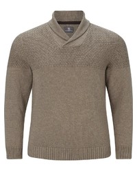 brauner Pullover mit einem Schalkragen von Jan Vanderstorm