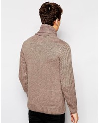 brauner Pullover mit einem Schalkragen von Brave Soul