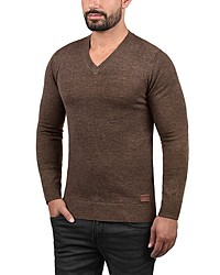 brauner Pullover mit einem V-Ausschnitt von BLEND