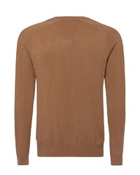 brauner Pullover mit einem V-Ausschnitt von Falke