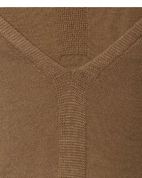 brauner Pullover mit einem V-Ausschnitt von Falke