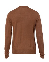 brauner Pullover mit einem V-Ausschnitt von Falke