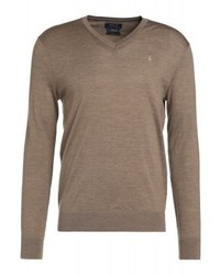 brauner Pullover mit einem V-Ausschnitt von Ralph Lauren