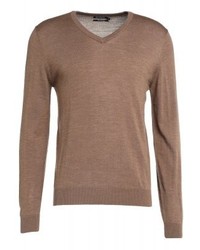 brauner Pullover mit einem V-Ausschnitt von Tiger of Sweden