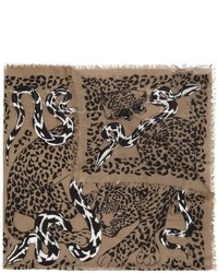 brauner Schal mit Leopardenmuster von Alexander McQueen