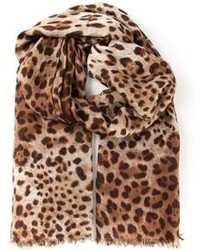 brauner Schal mit Leopardenmuster von Dolce & Gabbana