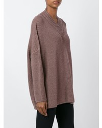 brauner Strick Oversize Pullover von Lanvin