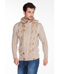 brauner Strick Pullover mit einem Kapuze von Cipo & Baxx