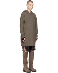 brauner Strick Pullover mit einem Kapuze von Rick Owens