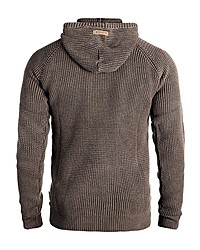 brauner Strick Pullover mit einem Kapuze von INDICODE