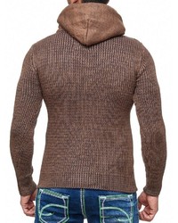 brauner Strick Pullover mit einem Kapuze von RUSTY NEAL