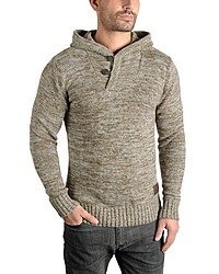 brauner Strick Pullover mit einem Kapuze von Solid