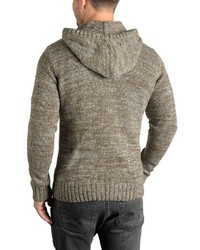 brauner Strick Pullover mit einem Kapuze von Solid