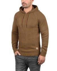 brauner Strick Pullover mit einem Kapuze von Solid