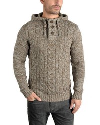 brauner Strick Pullover mit einem Kapuze von Solid