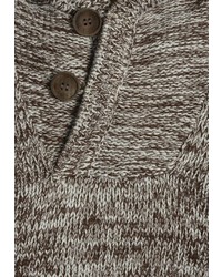 brauner Strick Pullover mit einem Kapuze von Solid