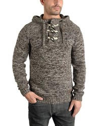 brauner Strick Pullover mit einem Kapuze von Solid