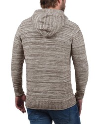 brauner Strick Pullover mit einem Kapuze von Solid