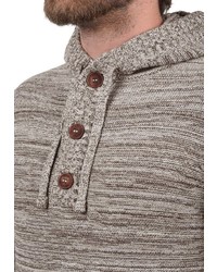 brauner Strick Pullover mit einem Kapuze von Solid