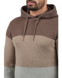 brauner Strick Pullover mit einem Kapuze von Solid