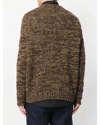 brauner Strick Pullover mit einem Rundhalsausschnitt von Jil Sander