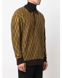 brauner Wollpolo pullover mit Argyle-Muster von Needles