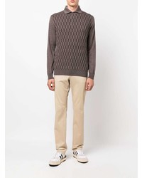 brauner Wollpolo pullover von Corneliani